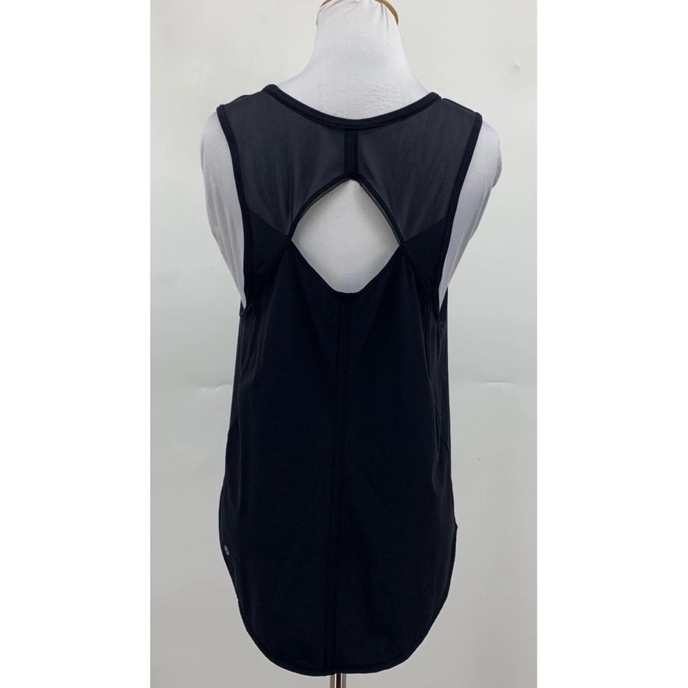 Lululemon Sculpt Tank Top Womens 6 8 Medium Black  Mesh Back Cutout Run Training